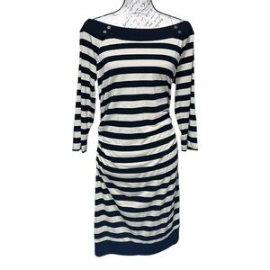 WHBM Black & Gold Stripe Bodycon Dress Size Large